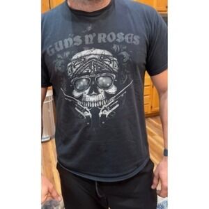 Guns N Roses Skull Graphic Print T-Shirt Rock Band Menswear